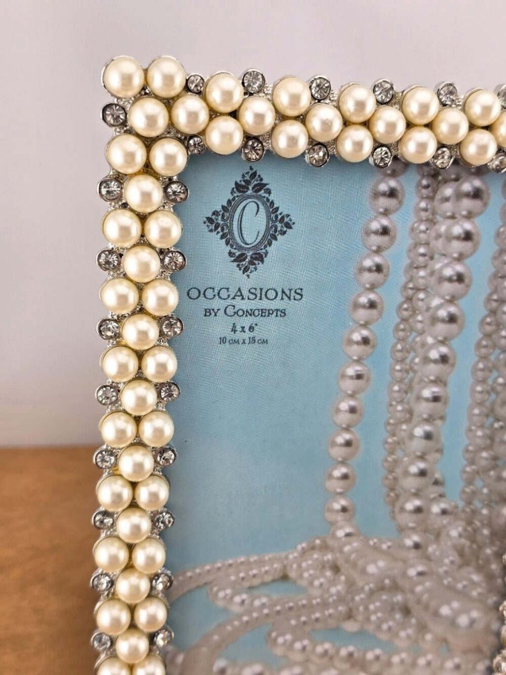 Wedding Pearl & Rhinestone 4x6 Picture Frame By Occasions Tabletop NIB - Picture 2 of 8